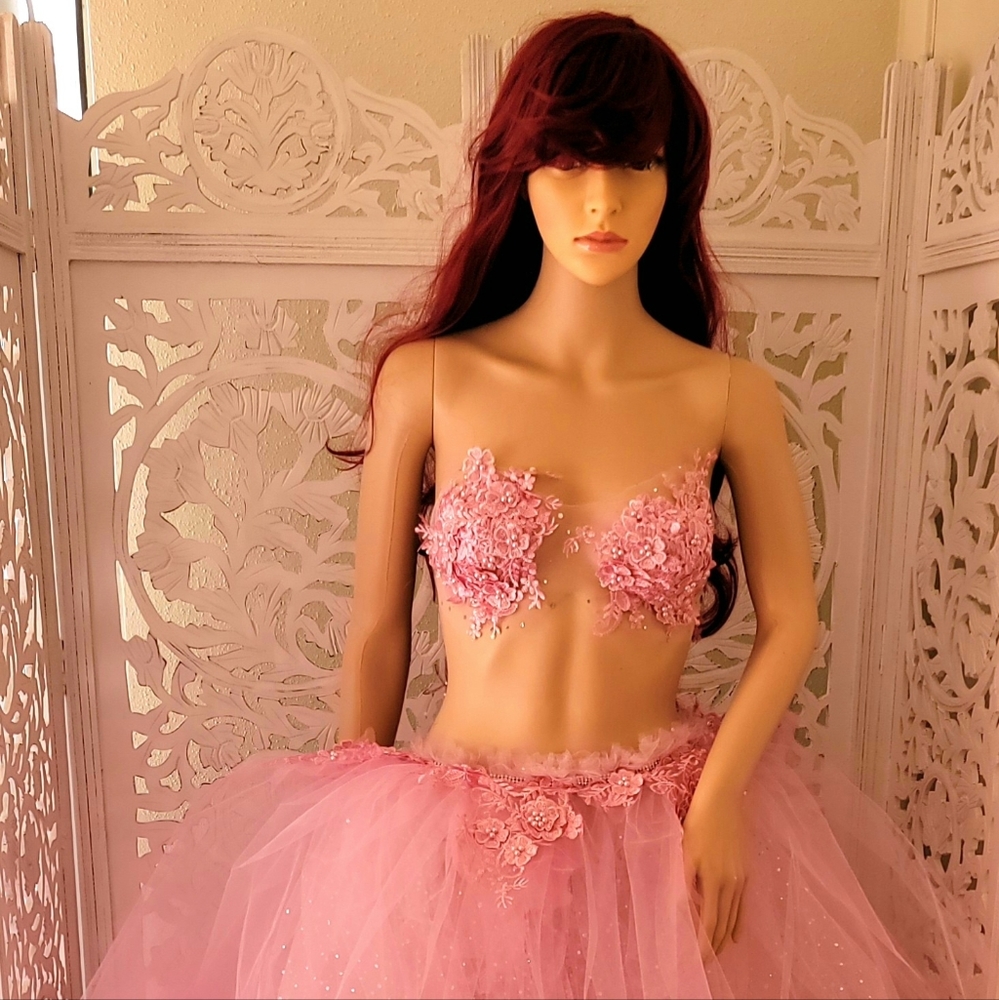 "OAKLEE" Custom Order Pink 3 Piece Lace Wedding Ballgown & Mermaid Set